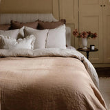 Luxury Coffee Brown Linen Ruffle Bedspread