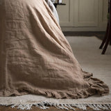 Luxury Coffee Brown Linen Ruffle Bedspread