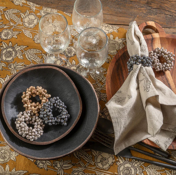 Beaded Berry Napkin Ring | Charcoal