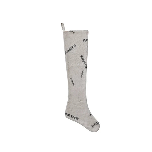 Linen French Holiday Stocking