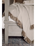 Velvet Ruffle Linen Throw | Chocolate