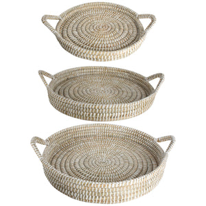 EMLYN ROUND STRAW TRAYS SET OF 3