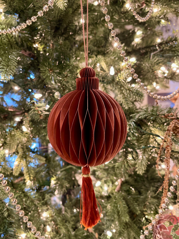 HONEYCOMB PAPER ORNAMENT WITH TASSEL | COPPER