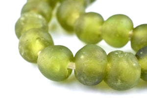 OLIVE GREEN GHANA RECYCLED GLASS BEADS